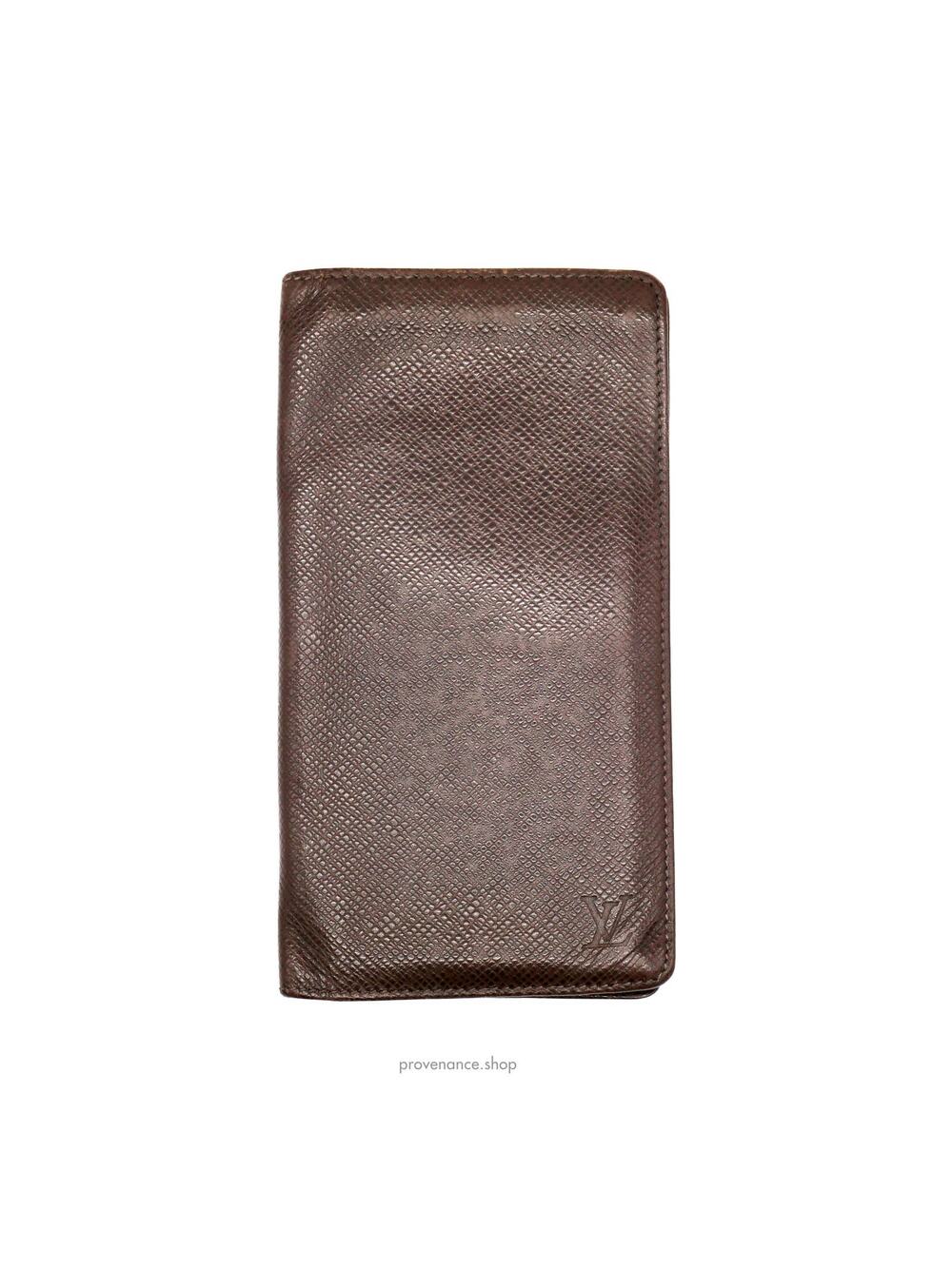 🔴 Louis Vuitton Brazza Long Wallet - Grizzli Taiga Leather